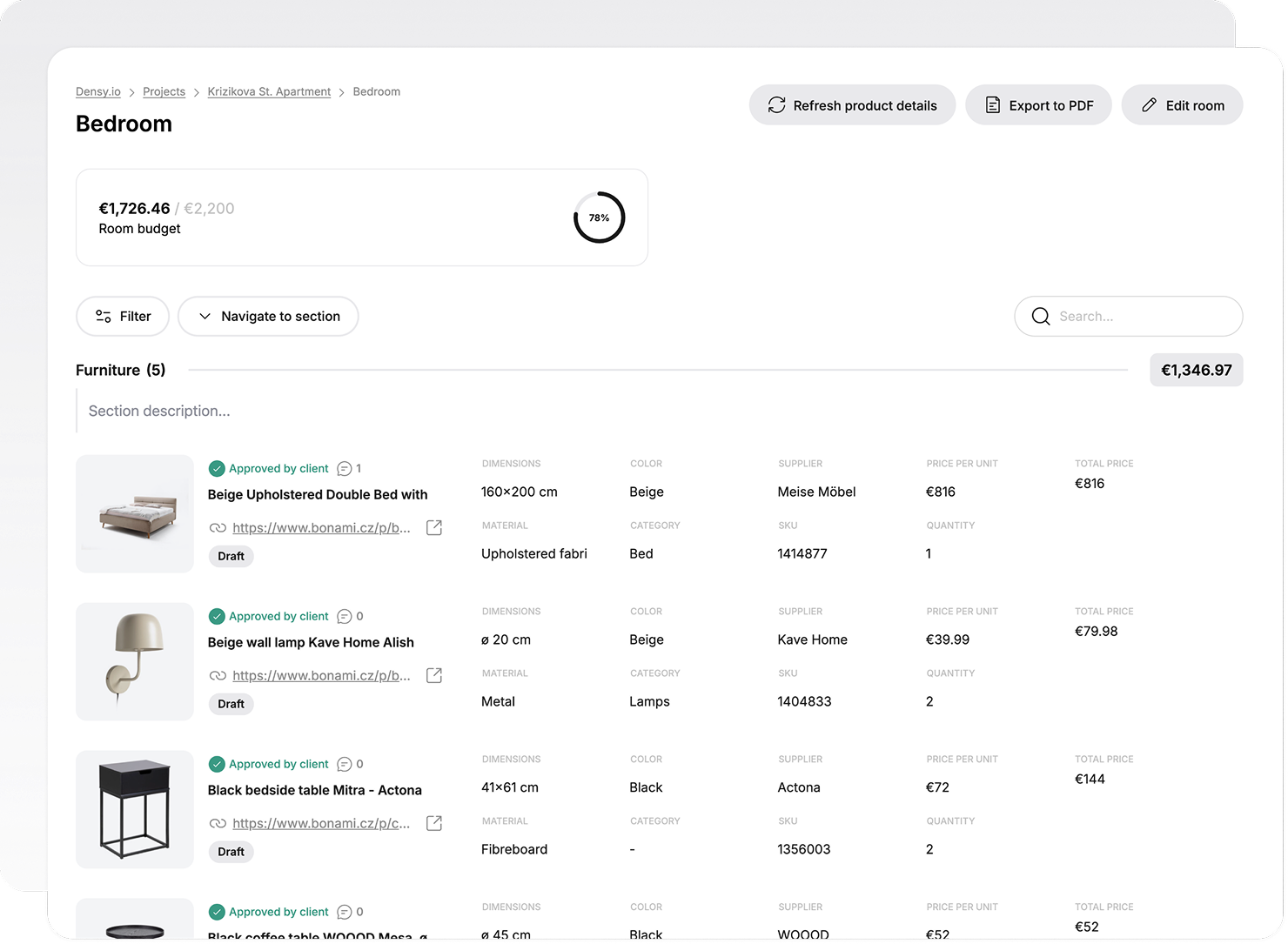 Interactive Product Lists